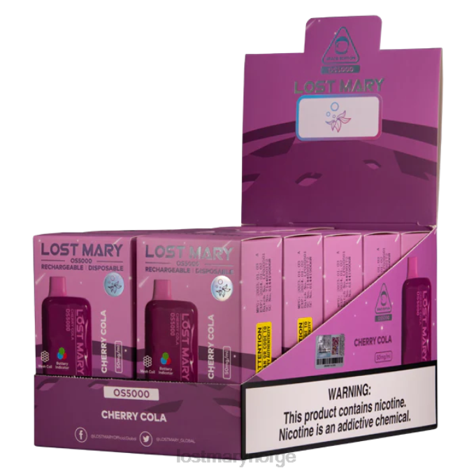 LOST MARY Vape Nikotin - mistet mary os5000 kirsebær cola RB2V22