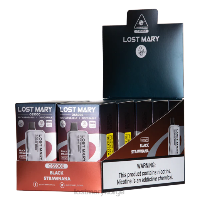 LOST MARY Vape Norge - mistet mary os5000 glans svart strawnana RB2V11