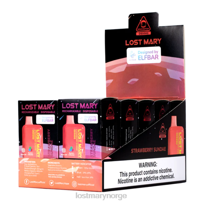 LOST MARY Vape Norge - mistet mary os5000 jordbær sundae RB2V71
