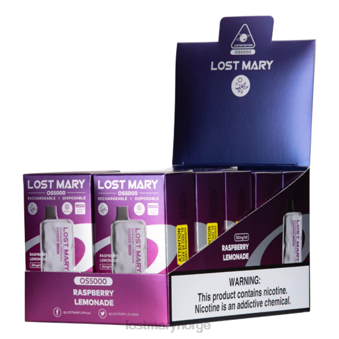 LOST MARY Vape - mistet mary os5000 glans bringebær limonade RB2V60